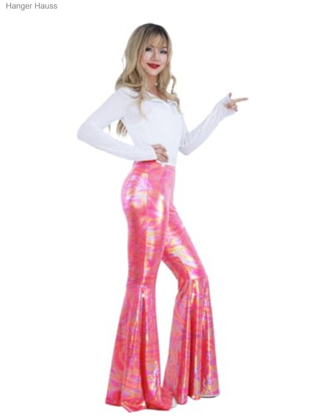 Sequined Flare High Waisted Wide Leg Bell Bottom Pants - Picture 4 of 5